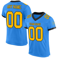 Load image into Gallery viewer, Custom Electric Blue Gold-Black Mesh Authentic Football Jersey

