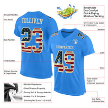 Load image into Gallery viewer, Custom Powder Blue Vintage USA Flag-City Cream Mesh Authentic Football Jersey
