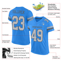 Load image into Gallery viewer, Custom Electric Blue Gray-Steel Gray Mesh Authentic Football Jersey
