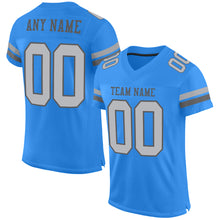 Load image into Gallery viewer, Custom Electric Blue Gray-Steel Gray Mesh Authentic Football Jersey
