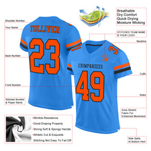 Load image into Gallery viewer, Custom Electric Blue Orange-Black Mesh Authentic Football Jersey
