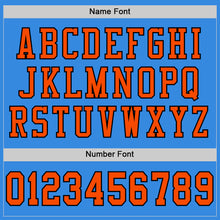Load image into Gallery viewer, Custom Powder Blue Orange-Black Mesh Authentic Football Jersey
