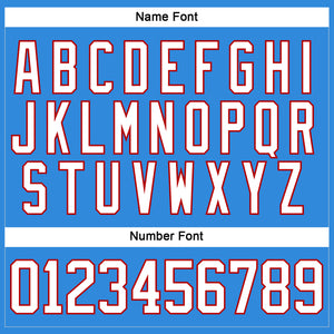 Custom Powder Blue White-Red Hockey Lace Neck Jersey