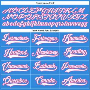 Custom Powder Blue White-Pink Hockey Lace Neck Jersey