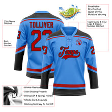 Load image into Gallery viewer, Custom Electric Blue Red-Black Hockey Lace Neck Jersey
