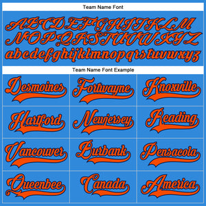 Custom Powder Blue Orange-Navy Hockey Lace Neck Jersey