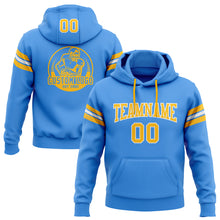 Load image into Gallery viewer, Custom Stitched Powder Blue Gold-White Football Pullover Sweatshirt Hoodie
