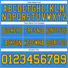 Load image into Gallery viewer, Custom Stitched Powder Blue Gold-Black Football Pullover Sweatshirt Hoodie
