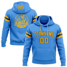Load image into Gallery viewer, Custom Stitched Powder Blue Gold-Black Football Pullover Sweatshirt Hoodie
