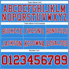 Load image into Gallery viewer, Custom Stitched Powder Blue Red-White Football Pullover Sweatshirt Hoodie
