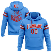 Load image into Gallery viewer, Custom Stitched Powder Blue Red-White Football Pullover Sweatshirt Hoodie
