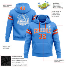 Load image into Gallery viewer, Custom Stitched Powder Blue Orange-White Football Pullover Sweatshirt Hoodie
