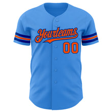 Load image into Gallery viewer, Custom Electric Blue Orange-Royal Authentic Baseball Jersey
