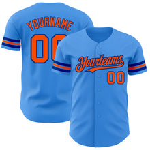 Load image into Gallery viewer, Custom Electric Blue Orange-Royal Authentic Baseball Jersey
