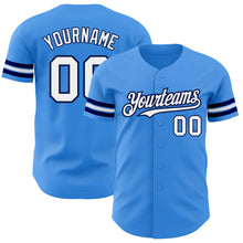 Load image into Gallery viewer, Custom Electric Blue White-Navy Authentic Baseball Jersey
