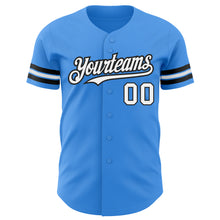 Load image into Gallery viewer, Custom Electric Blue White-Black Authentic Baseball Jersey
