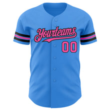 Load image into Gallery viewer, Custom Electric Blue Pink-Black Authentic Baseball Jersey
