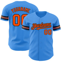 Load image into Gallery viewer, Custom Electric Blue Orange-Black Authentic Baseball Jersey
