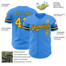 Load image into Gallery viewer, Custom Electric Blue Gold-Black Authentic Baseball Jersey
