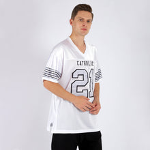 Load image into Gallery viewer, Custom White Silver-Black Mesh Authentic Football Jersey
