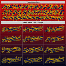 Load image into Gallery viewer, Custom Red Navy-Gold Authentic Fade Fashion Baseball Jersey
