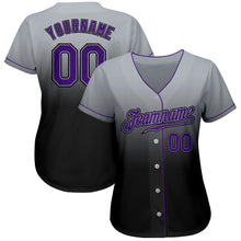 Load image into Gallery viewer, Custom Gray Purple-Black Authentic Fade Fashion Baseball Jersey

