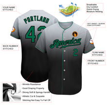 Load image into Gallery viewer, Custom Gray Kelly Green-Black Authentic Fade Fashion Baseball Jersey
