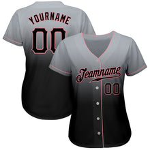 Load image into Gallery viewer, Custom Gray Black-Medium Pink Authentic Fade Fashion Baseball Jersey
