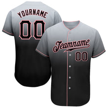 Load image into Gallery viewer, Custom Gray Black-Medium Pink Authentic Fade Fashion Baseball Jersey
