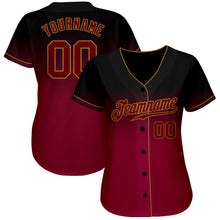Load image into Gallery viewer, Custom Black Crimson-Old Gold Authentic Fade Fashion Baseball Jersey
