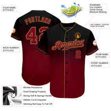 Load image into Gallery viewer, Custom Black Crimson-Old Gold Authentic Fade Fashion Baseball Jersey
