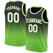 Load image into Gallery viewer, Custom Black White-Neon Green Authentic Fade Fashion Basketball Jersey
