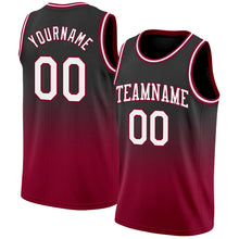 Load image into Gallery viewer, Custom Black White-Maroon Authentic Fade Fashion Basketball Jersey
