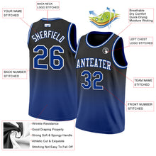 Load image into Gallery viewer, Custom Black Royal-White Authentic Fade Fashion Basketball Jersey
