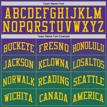 Load image into Gallery viewer, Custom Purple Gold-Kelly Green Authentic Fade Fashion Basketball Jersey
