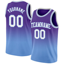Load image into Gallery viewer, Custom Purple White-Light Blue Authentic Fade Fashion Basketball Jersey
