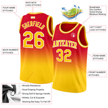 Load image into Gallery viewer, Custom Red Gold-White Authentic Fade Fashion Basketball Jersey
