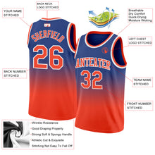 Load image into Gallery viewer, Custom Royal Orange-White Authentic Fade Fashion Basketball Jersey

