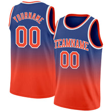 Load image into Gallery viewer, Custom Royal Orange-White Authentic Fade Fashion Basketball Jersey
