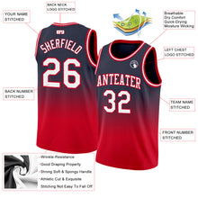 Load image into Gallery viewer, Custom Navy White-Red Authentic Fade Fashion Basketball Jersey
