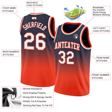 Load image into Gallery viewer, Custom Navy White-Orange Authentic Fade Fashion Basketball Jersey
