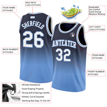 Load image into Gallery viewer, Custom Navy White-Light Blue Authentic Fade Fashion Basketball Jersey
