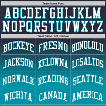 Load image into Gallery viewer, Custom Navy White-Teal Authentic Fade Fashion Basketball Jersey
