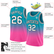 Load image into Gallery viewer, Custom Teal White-Pink Authentic Fade Fashion Basketball Jersey
