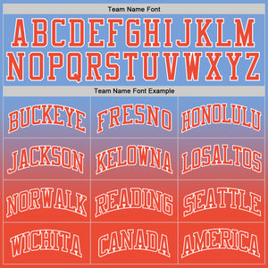 Custom Light Blue Orange-White Authentic Fade Fashion Basketball Jersey