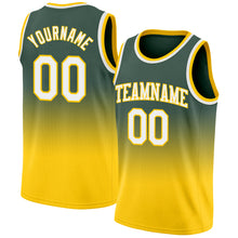 Load image into Gallery viewer, Custom Hunter Green White-Gold Authentic Fade Fashion Basketball Jersey
