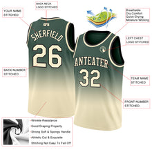 Load image into Gallery viewer, Custom Hunter Green Cream-Black Authentic Fade Fashion Basketball Jersey
