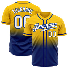 Load image into Gallery viewer, Custom Yellow White-Royal Authentic Fade Fashion Baseball Jersey
