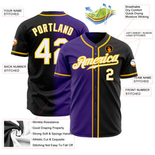 Load image into Gallery viewer, Custom Black White Purple-Gold Authentic Gradient Fashion Baseball Jersey
