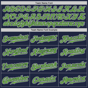 Custom Navy Neon Green-White Authentic Gradient Fashion Baseball Jersey